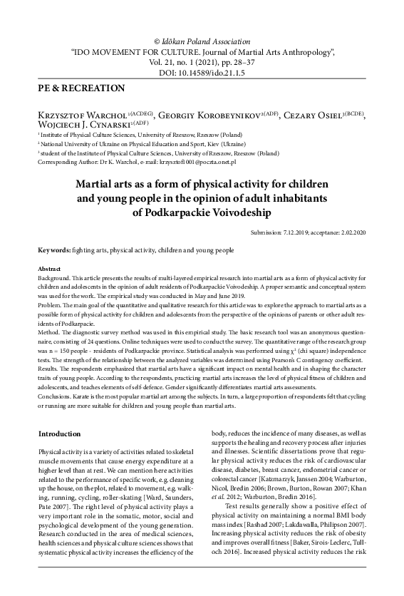 (PDF) Martial arts as a form of physical activity for children and ...