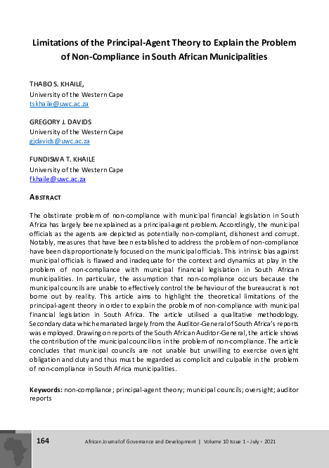 (PDF) Limitation of the Principal-Agent Theory to Explain the Problem ...