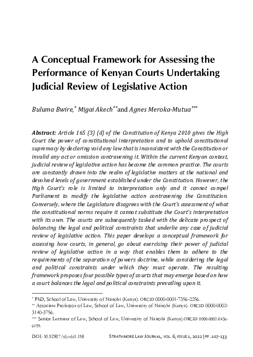 (PDF) Conceptual Framework for Assessing the Performance of Kenyan ...