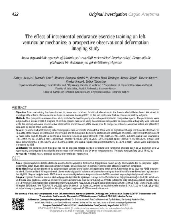 (PDF) The effect of incremental endurance exercise training on left ...