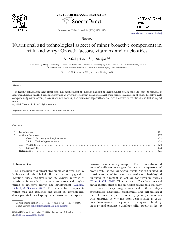 (PDF) Nutritional and technological aspects of minor bioactive ...