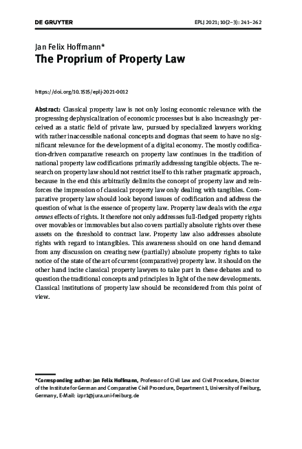 (PDF) The Proprium of Property Law