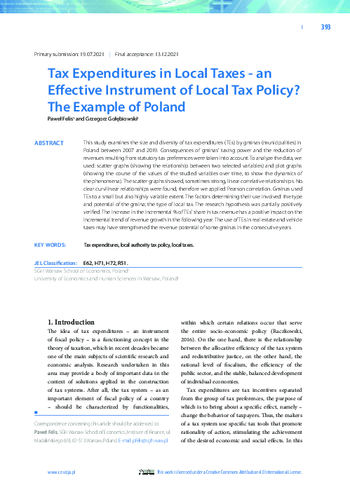(PDF) Tax Expenditures in Local Taxes - an Effective Instrument of ...