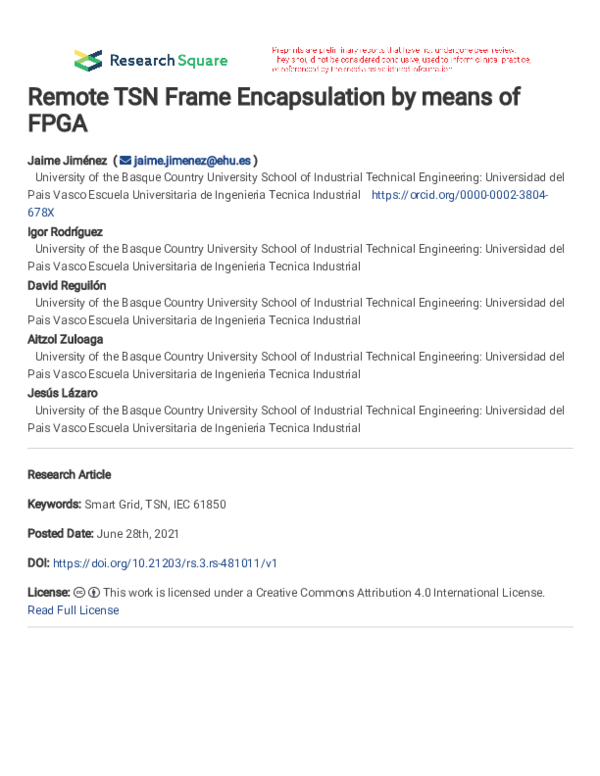 (PDF) Remote TSN Frame Encapsulation by means of FPGA