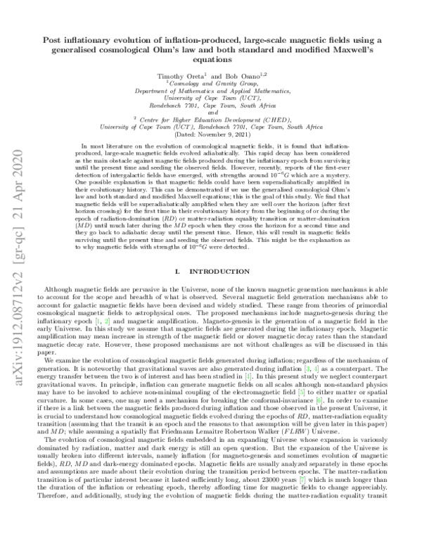 (PDF) Post inflationary evolution of inflation-produced large-scale ...