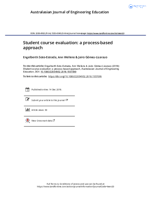 Student course evaluation a process based approach