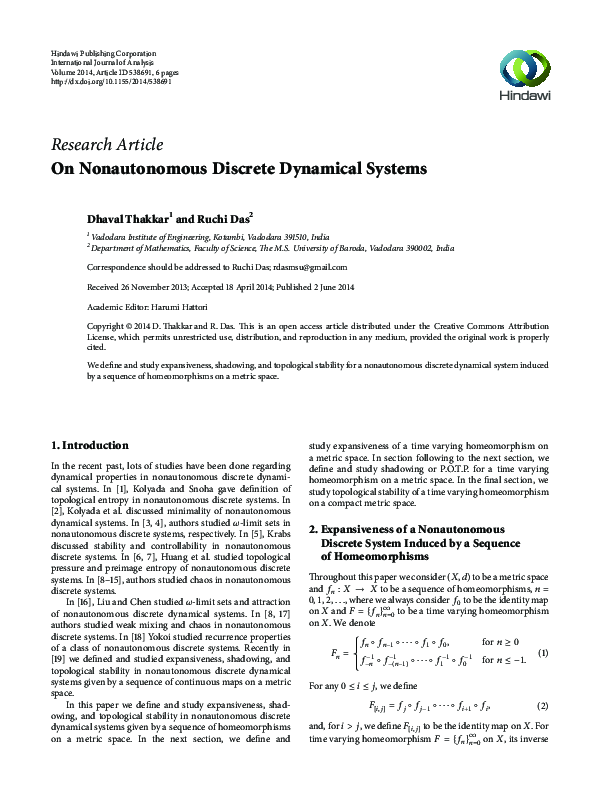 (PDF) On Nonautonomous Discrete Dynamical Systems