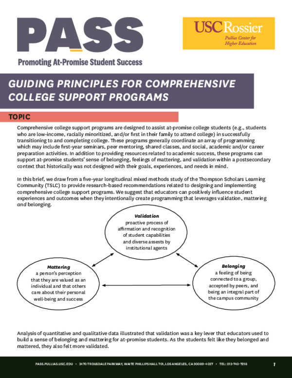 (PDF) GUIDING PRINCIPLES FOR COMPREHENSIVE COLLEGE SUPPORT PROGRAMS