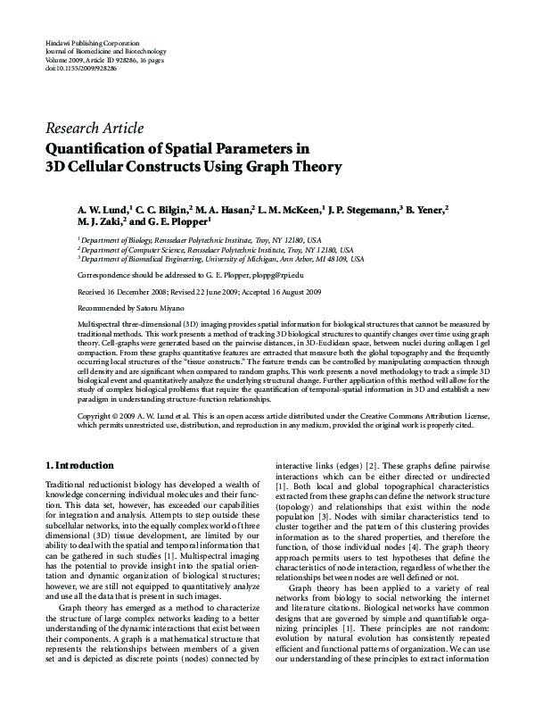 (PDF) Quantification of Spatial Parameters in 3D Cellular Constructs ...