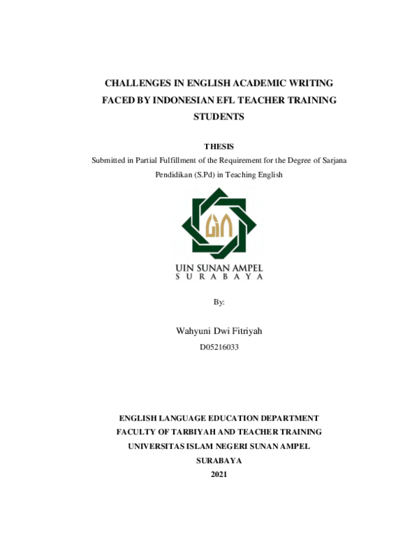(PDF) Challenges in English academic writing faced by Indonesian EFL ...