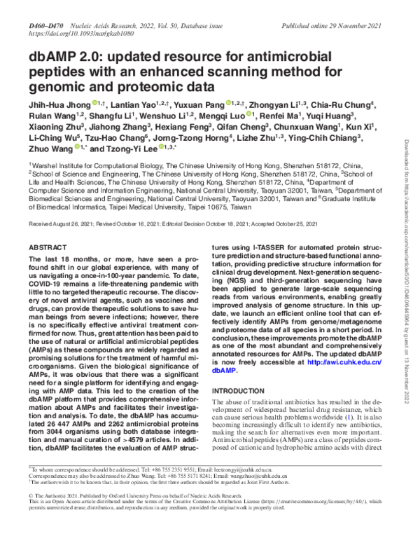 (PDF) dbAMP 2.0: updated resource for antimicrobial peptides with an ...