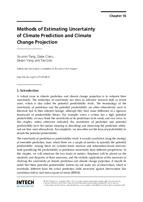 (PDF) Methods of Estimating Uncertainty of Climate Prediction and ...