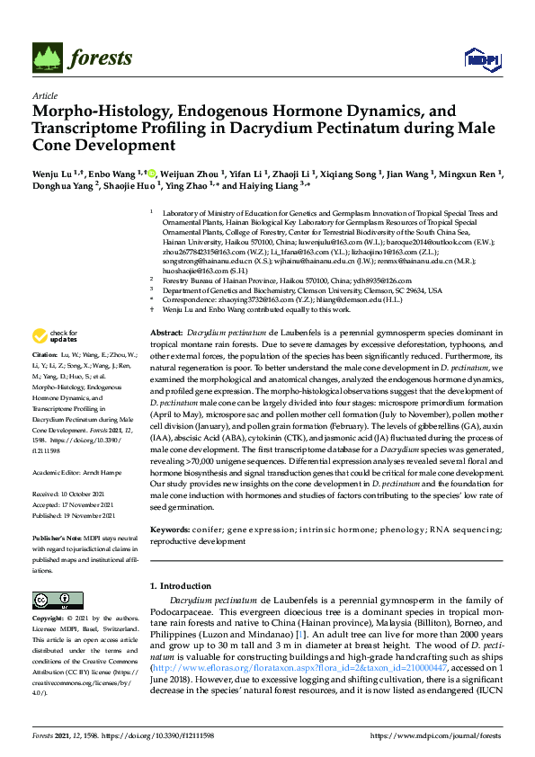 (PDF) Morpho-Histology, Endogenous Hormone Dynamics, and Transcriptome ...