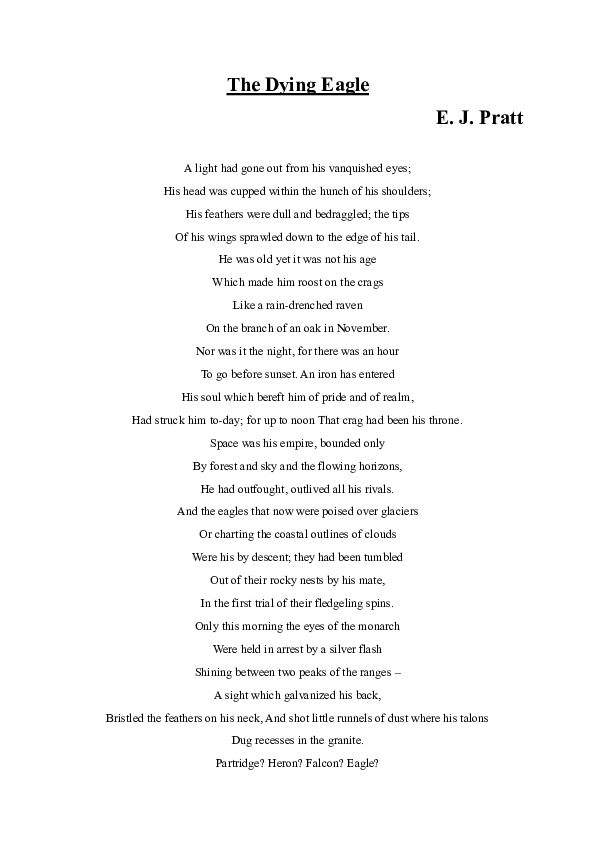 (PDF) E.J. Pratt The Dying Eagle