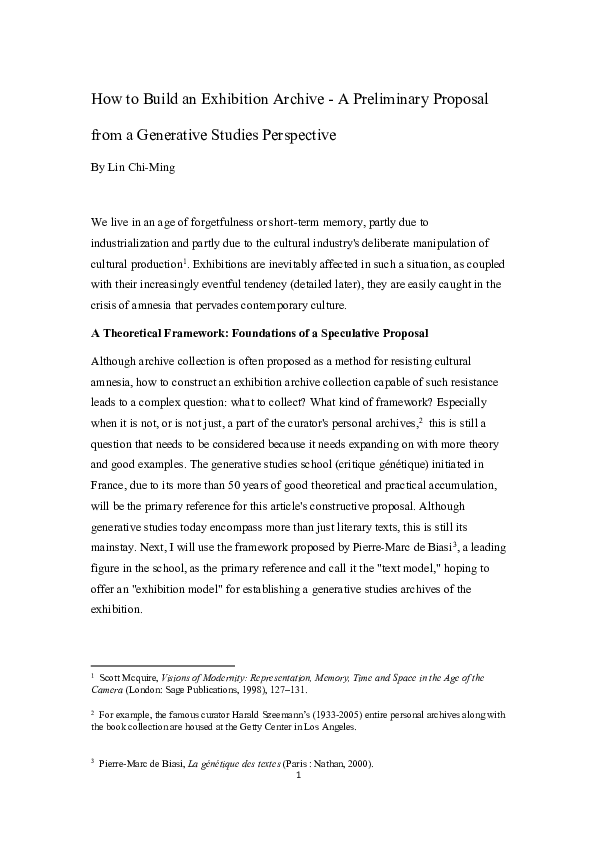 (PDF) How to Build an Exhibition Archive