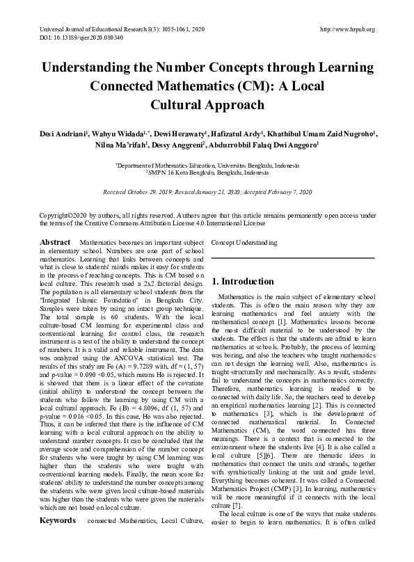 (PDF) Understanding the Number Concepts through Learning Connected ...