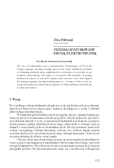 Feedback uzyskiwany drogą elektroniczną