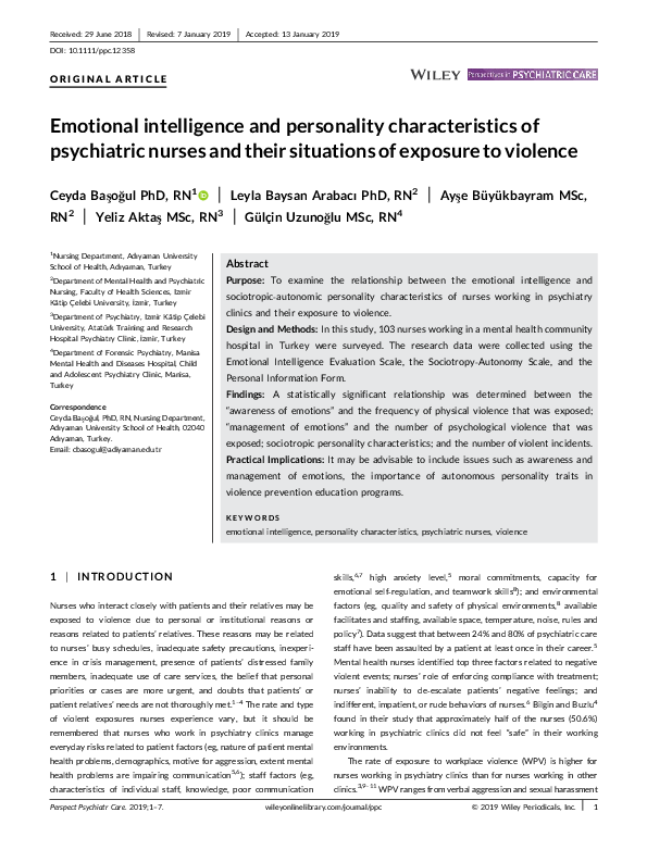 (PDF) Emotional intelligence and personality characteristics of ...