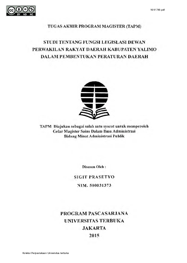 (PDF) Studi Tentang Fungsi Legislasi Dewan Perwakilan Rakyat Daerah ...