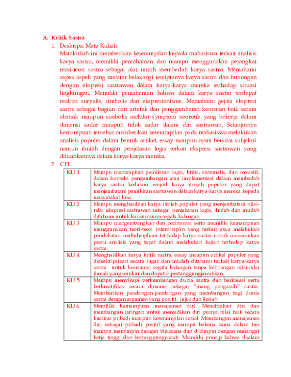 (DOC) Kritik Sastra
