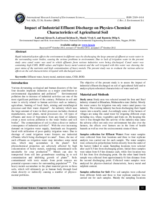 (PDF) Impact of Industrial Effluent Discharge on Physico-Chemical ...