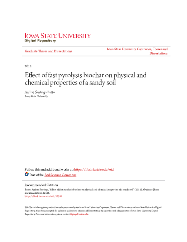 (PDF) Effect of fast pyrolysis biochar on physical and chemical ...