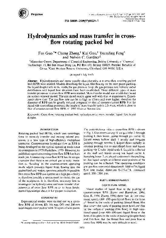(PDF) Hydrodynamics and mass transfer in cross-flow rotating packed bed