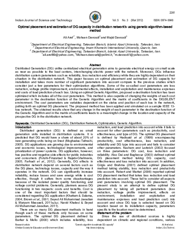 (PDF) Optimal placement and estimation of DG capacity in distribution ...
