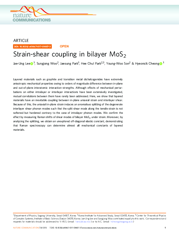 (PDF) Strainshear coupling in bilayer MoS2 Sungjong Woo Academia.edu
