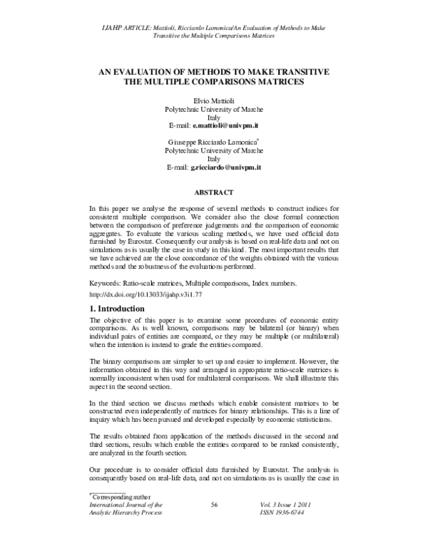 (PDF) An Evaluation of Methods to Make Transitive the Multiple ...