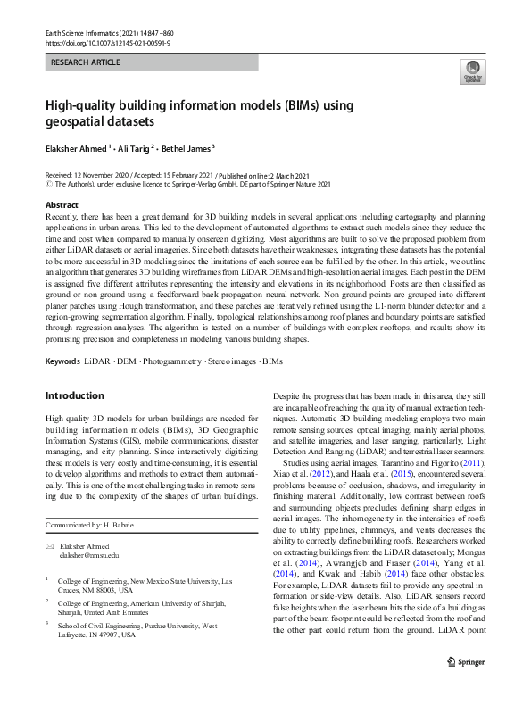 (PDF) High-quality building information models (BIMs) using geospatial ...