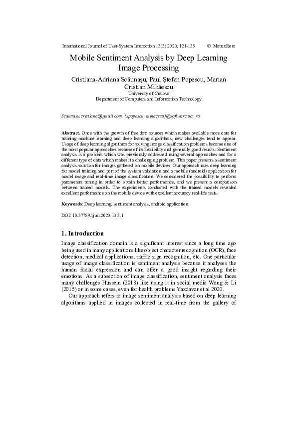 (PDF) Mobile Sentiment Analysis by Deep Learning Image Processing