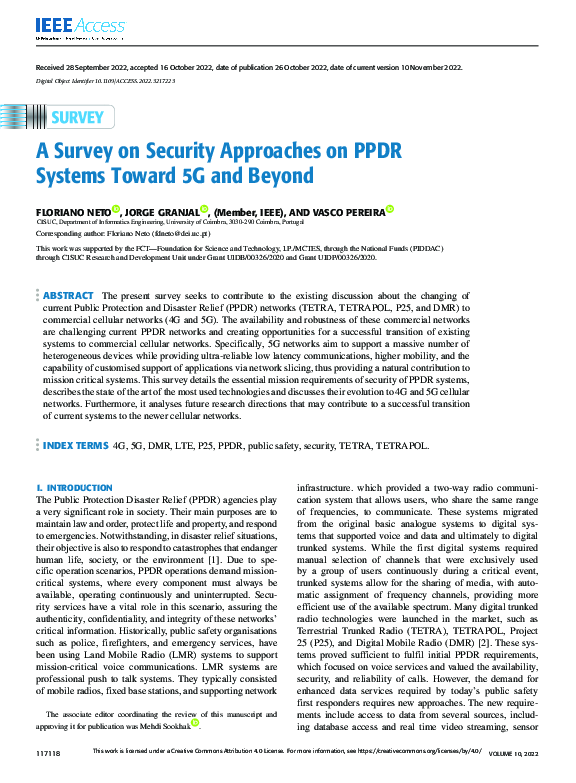 (PDF) A Survey on Security Approaches on PPDR Systems Toward 5G and Beyond