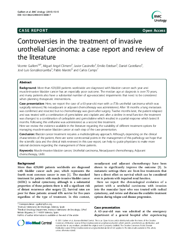 (PDF) Controversies in the treatment of invasive urothelial carcinoma ...