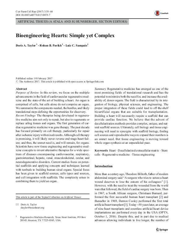 (PDF) Bioengineering Hearts: Simple yet Complex