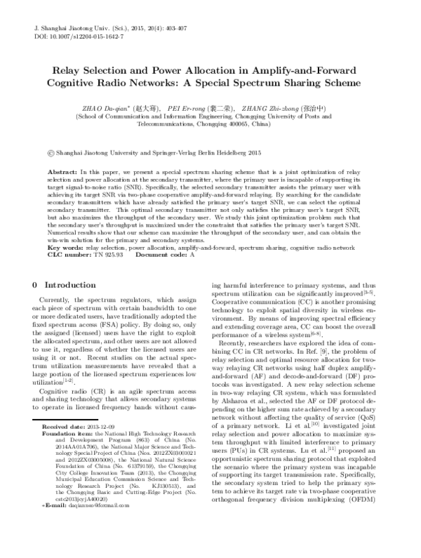 (PDF) Relay selection and power allocation in amplify-and-forward ...