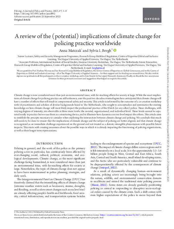 (PDF) A review of the (potential) implications of climate change for ...