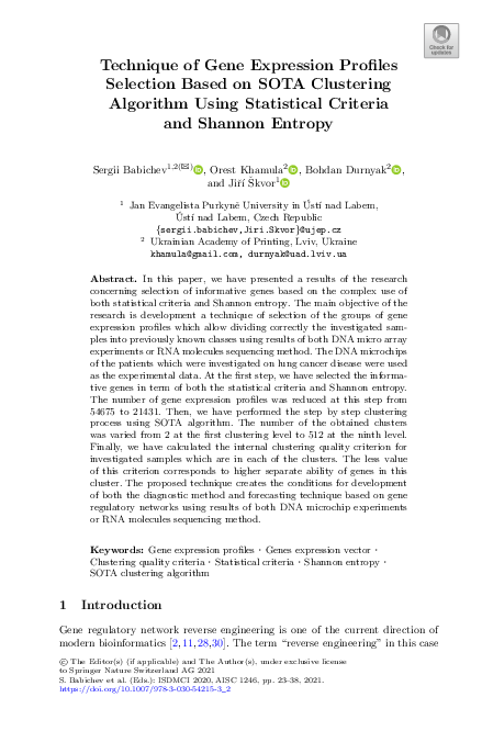 (PDF) Technique of Gene Expression Profiles Selection Based on SOTA ...