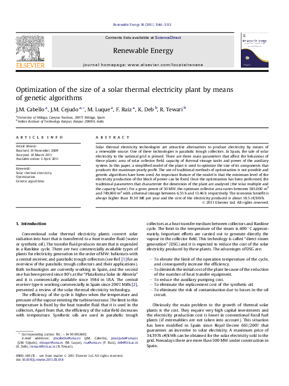 (PDF) Optimization of the size of a solar thermal electricity plant by ...