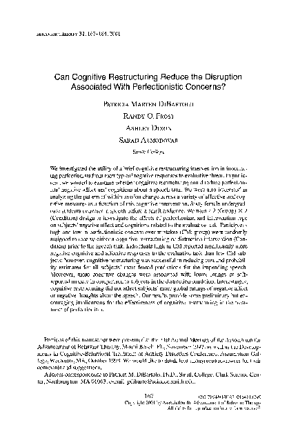 (PDF) Can cognitive restructuring reduce the disruption associated with ...