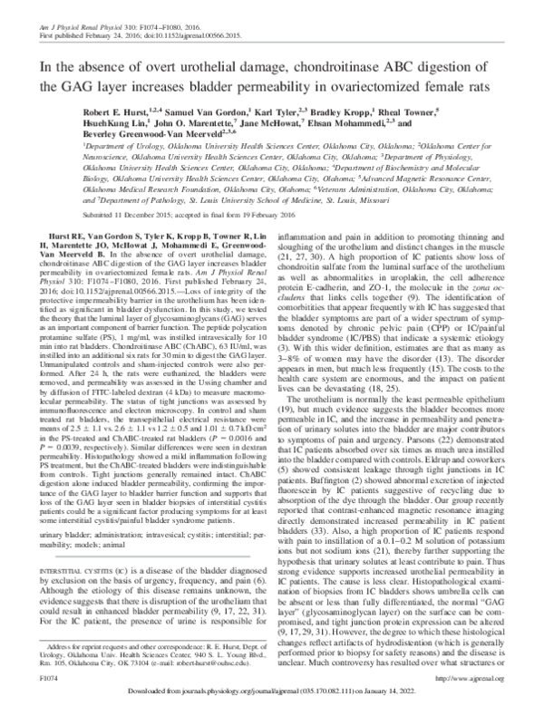 (PDF) In the absence of overt urothelial damage, chondroitinase ABC