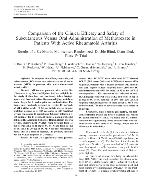 (PDF) Comparison of the clinical efficacy and safety of subcutaneous ...