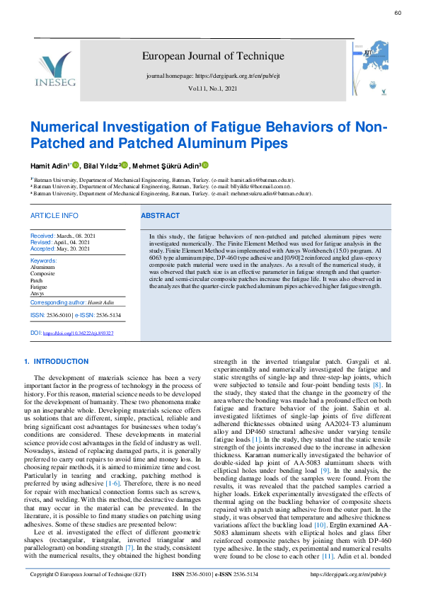 (PDF) Numerical Investigation of Fatigue Behaviours of Non-Patched and ...