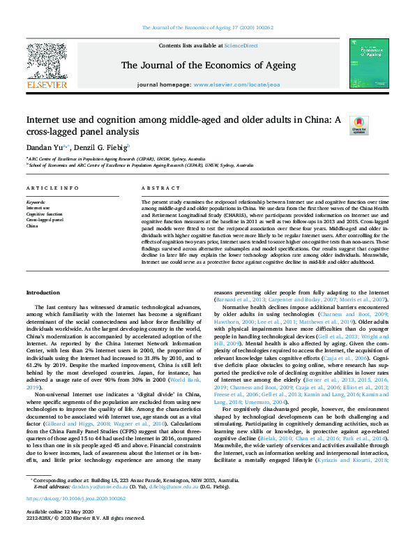 (PDF) Internet use and cognition among middle-aged and older adults in ...