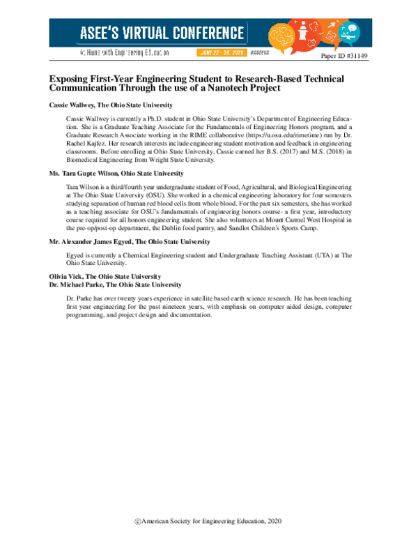 (PDF) Exposing First-year Engineering Students to Research-based ...