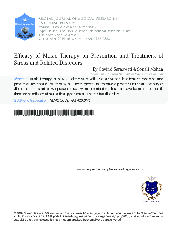 (PDF) Efficacy of Music Therapy on Prevention and Treatment of Stress ...