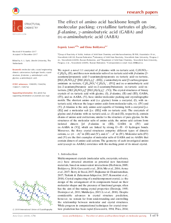 (PDF) The effect of amino acid backbone length on molecular packing ...