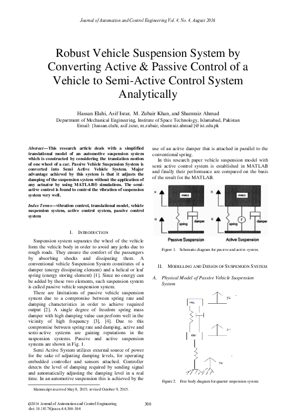 (PDF) Robust Vehicle Suspension System by Converting Active Passive ...