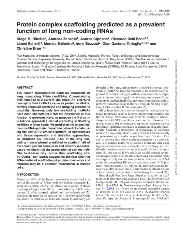 (PDF) Protein complex scaffolding predicted as a prevalent function of ...