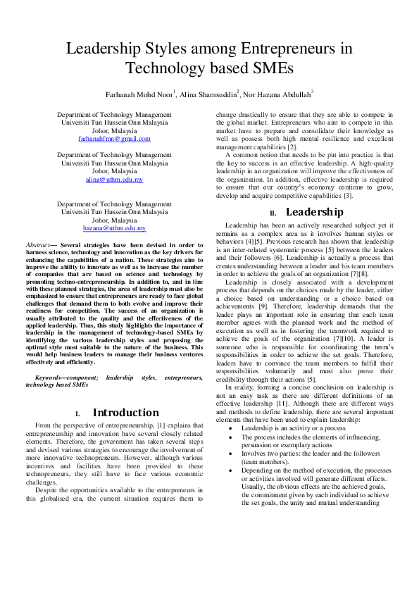 (PDF) Leadership styles among women entrepreneurs: A perspective